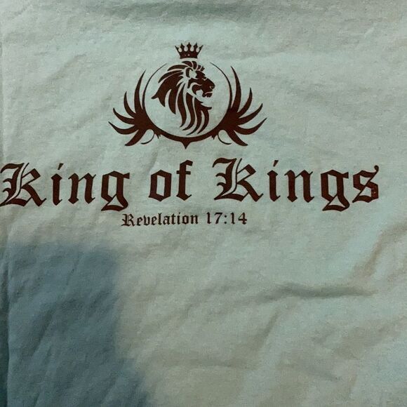 CHRISTIAN Tee King of Kings T Shirt Aqua Blue - Picture 10 of 12